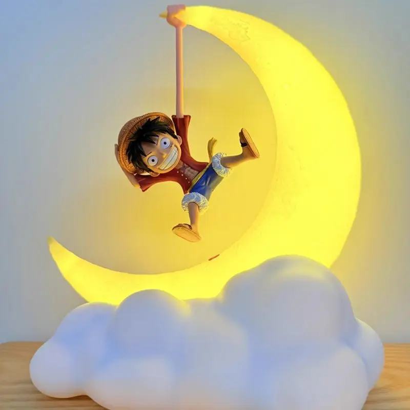 Lampka Nocna One Piece Luffy Magnetyczna Anime Księżycowa Lampka Dekoracja na Biurko Zabawny Prezent Świąteczny dla Dzieci Kolekcjonerska Figurka Akcji