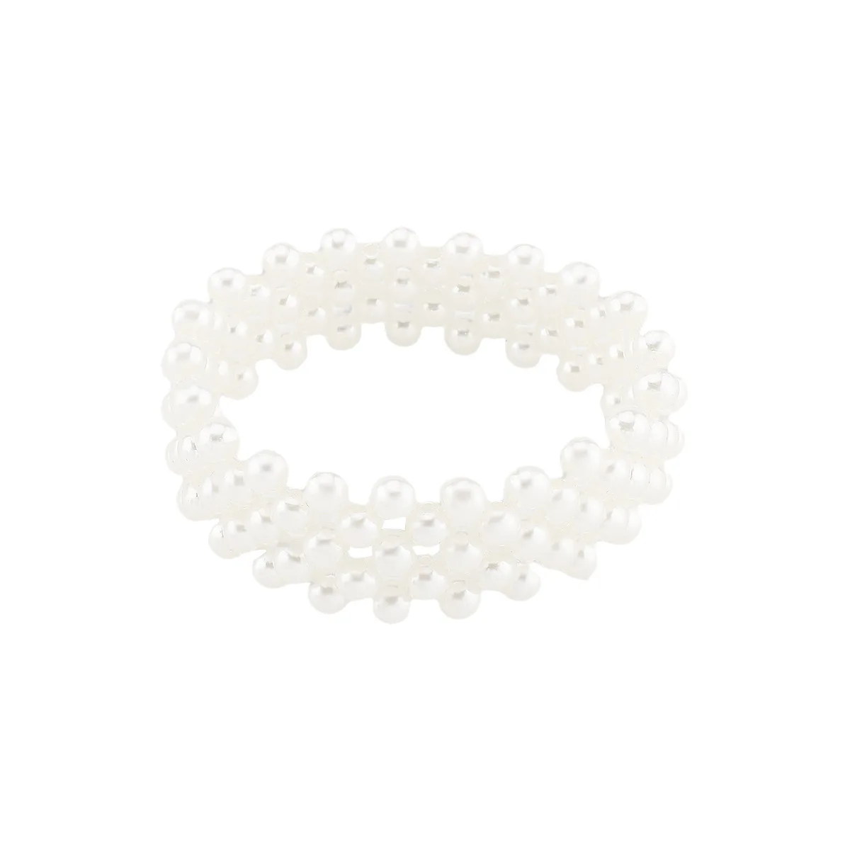Fashionable and elegant hand-woven pearl bracelet, minimalist hollow Utheisa Kong wide elastic design-inspired bangle