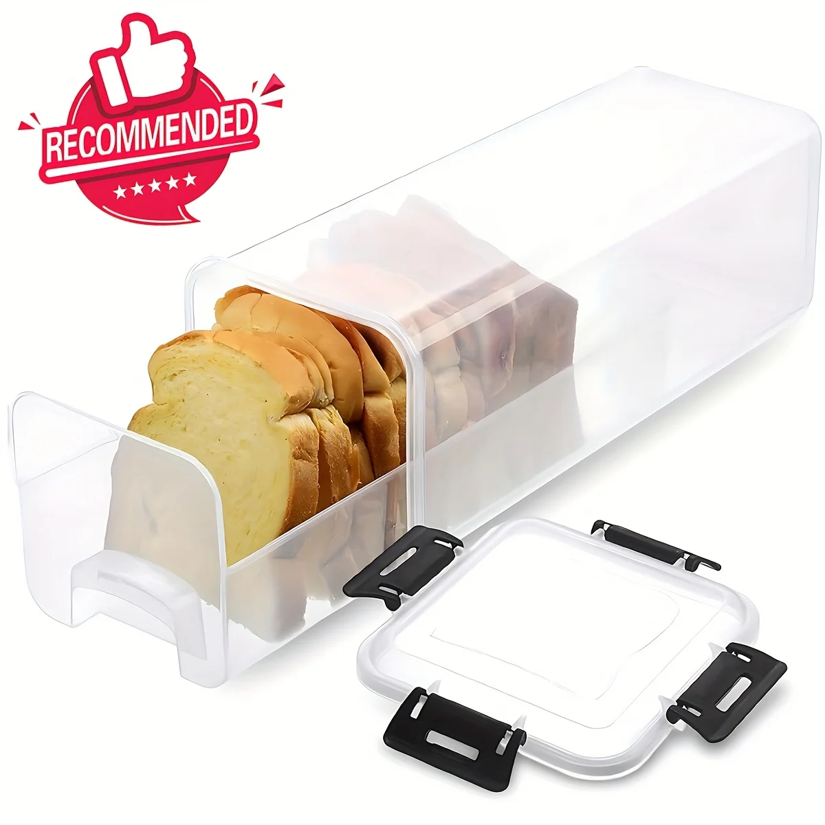 Contenedor de almacenamiento de pan con bandeja de cajón, caja de pan de plástico con tapa hermética, recipiente para pan, soporte para pan casero