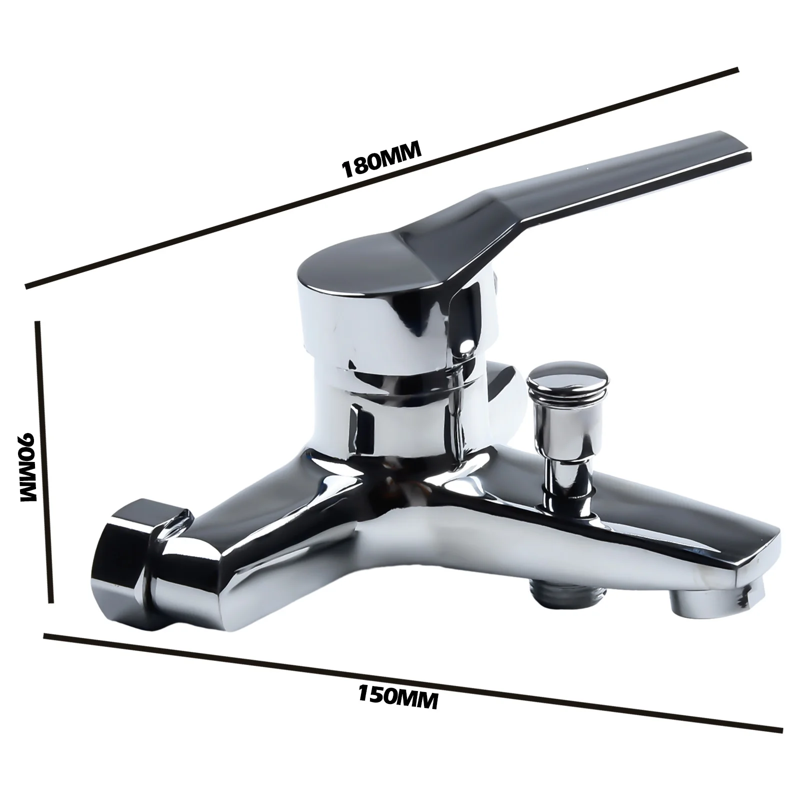 Hot Cold Water Dual Spout Mixer Tap Zinc Alloy With Polished Chrome Silver For Bathroom Splitter Bath Shower Basin