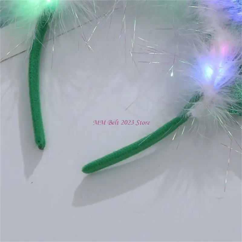 49ME Świecąca opaska na choinkę Zabawny kostium Opaska do włosów na świąteczne przyjęcia i uroczystości Ślub Urodziny Nowy Rok