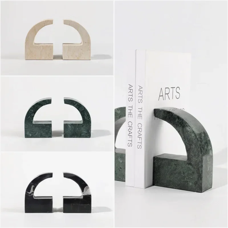 

Wholesale Shaped Customized Multi-color options Natural Marble Stone Bookcase Board Room Book End Bookstand Holder