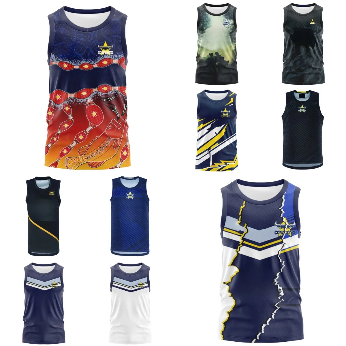 2024 Rugby - North Queensland Cowboys Rugby Tank Top-Home and Away/Training/Indigenous/Splicing/New High Quality Rugby Tank Top