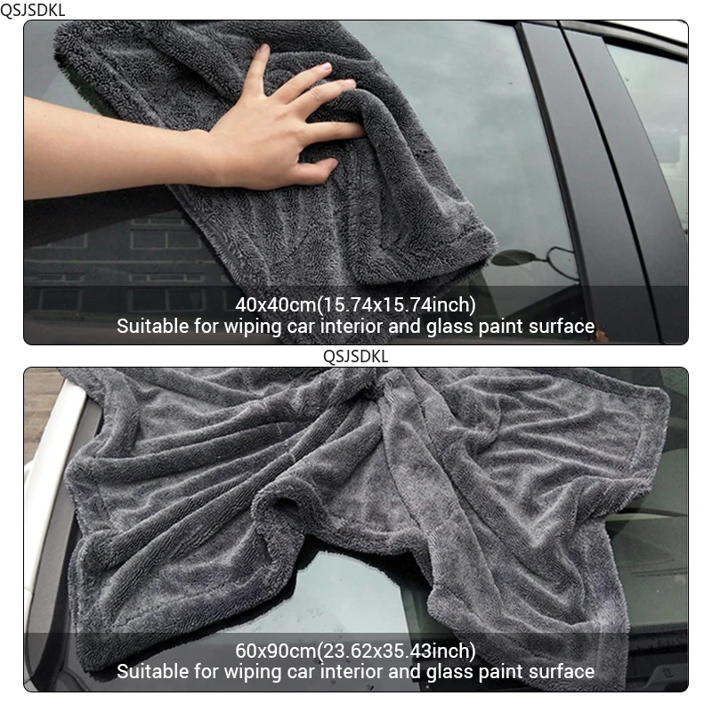 1200GSM/600GSM ไมโครไฟเบอร์ผ้าเช็ดตัวทําความสะอาดรถยนต์ Double-Sided Super Absorbent ล้างรถทําความสะอาดผ้า Scratch PROOF Soft Lint ผ้าขนหนู