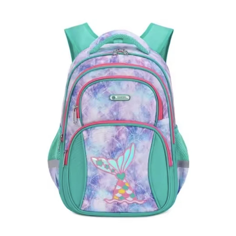 AOK-Saco de livro escolar com cauda de peixe verde para crianças, 16 polegadas, mochila para meninas, alunos do ensino primário, impermeável, alta qualidade