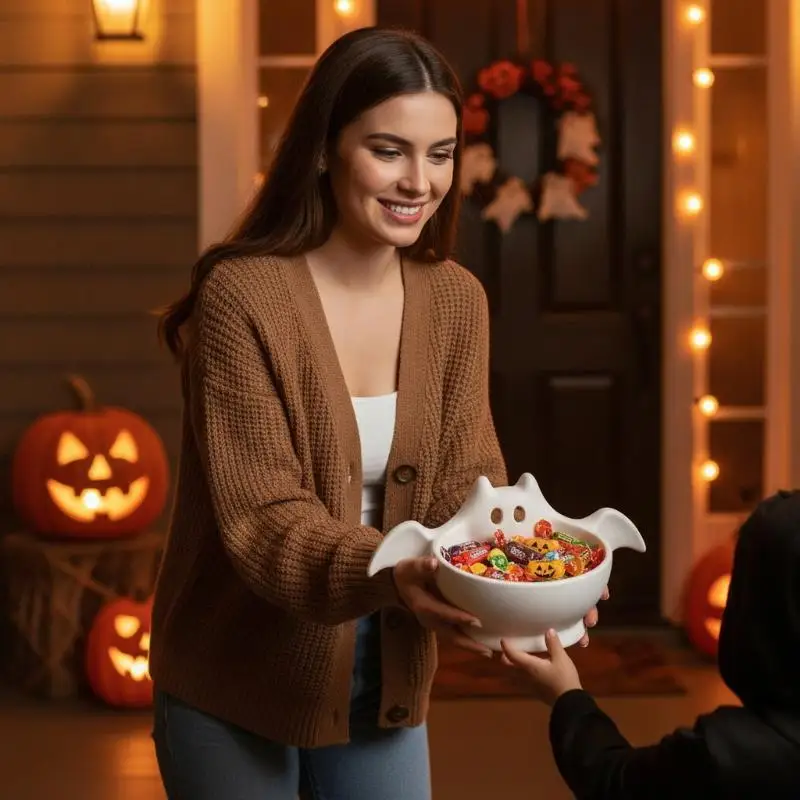 3D Printed Luminous Halloween Bat Storage Bowl Cute Snack Bowl Kitchen Counter Organizer for Holiday Party Decor