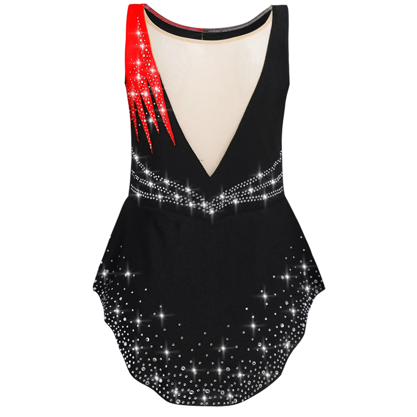 الفتيات الباليه جيرسي الراين الجمباز يوتار أكمام توتو فستان ارتداءها Dancewear أداء التزلج على الجليد الإيقاعي