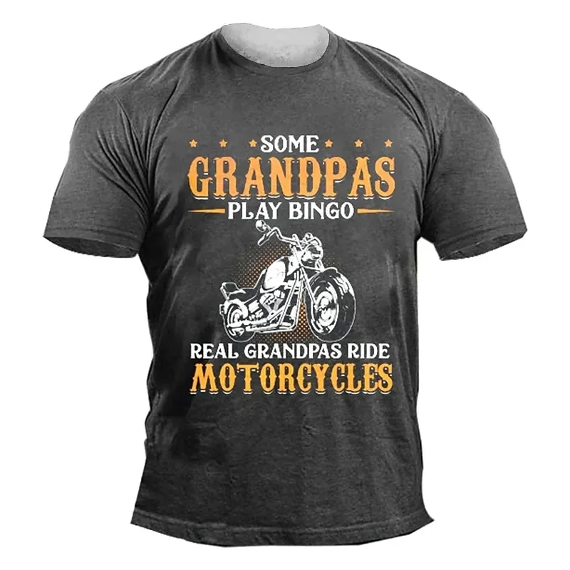 Men's Summer Letters Motorcycle Elements Pattern Short Sleeve Men's Fitness Sports Breathable Top Men's Casual Comfort T-Shirt