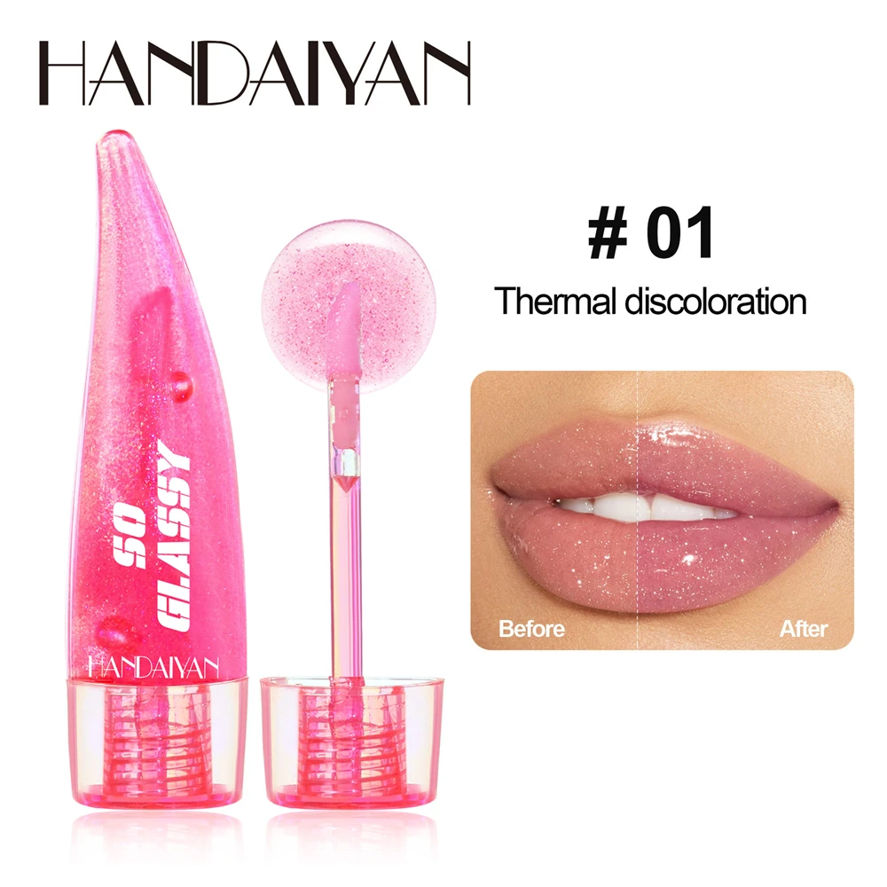 HANDAIYAN Aloe Vera Lip Oil Temperature Sensitive Color Changing Lip Glaze Moisturizing And Long Lasting Lip Color Cosmetics