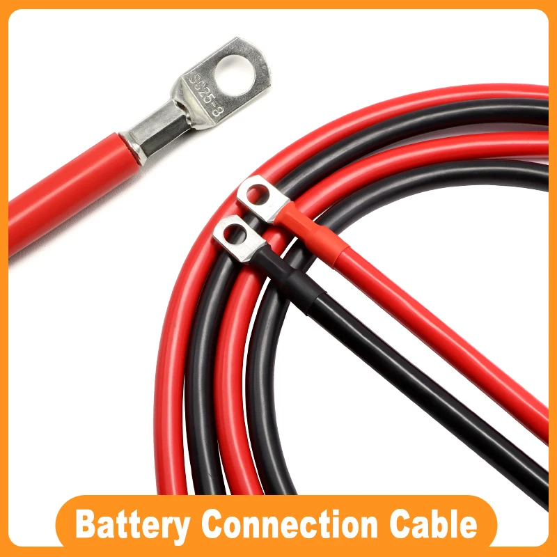 

Battery Inverter Cable Set with M8 SC Terminals 8AWG 6AWG 4AWG Car Battery Connection Cable Stranded Copper Cord Red Black Wire