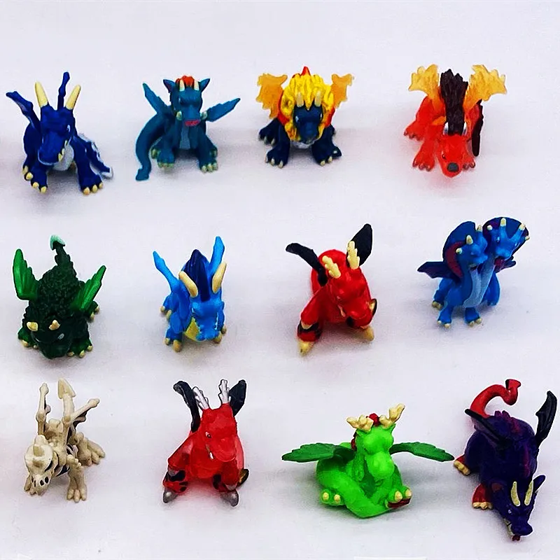 10pcs no repeat 4cm Lovely Cartoon Dragon Action Figure Movie Pvc Models Multi color Monster dragon knight