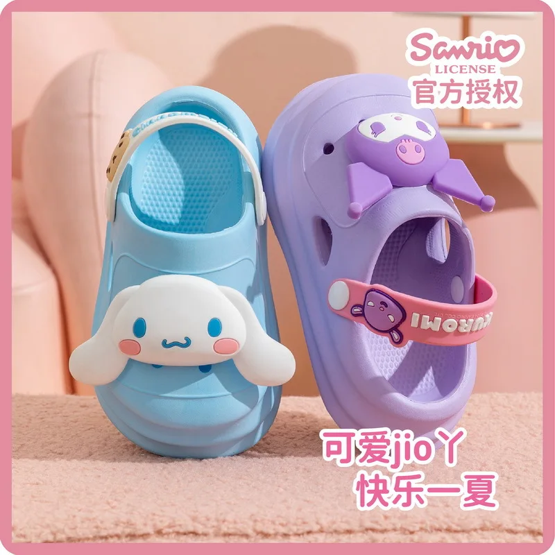 

Original Sanrio kids cartoon girls Kuromi Hello Kitty Summer slippers Student Fashion Non-Slip Family Matching Shoes