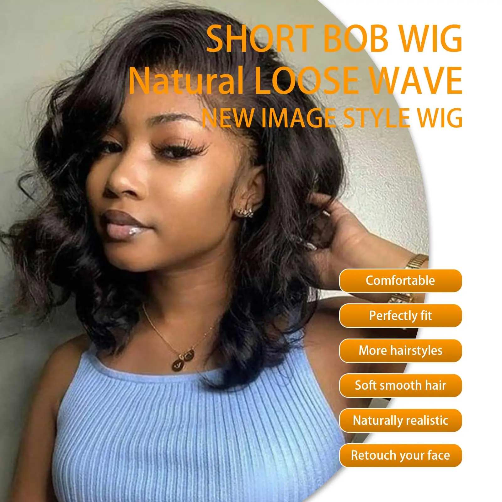 Glueless Wigs Natural Black Loose Wave Bob Wig Human Hair Left Side Part 5x5 HD Closure Lace Wig Short Body Wave Wigs