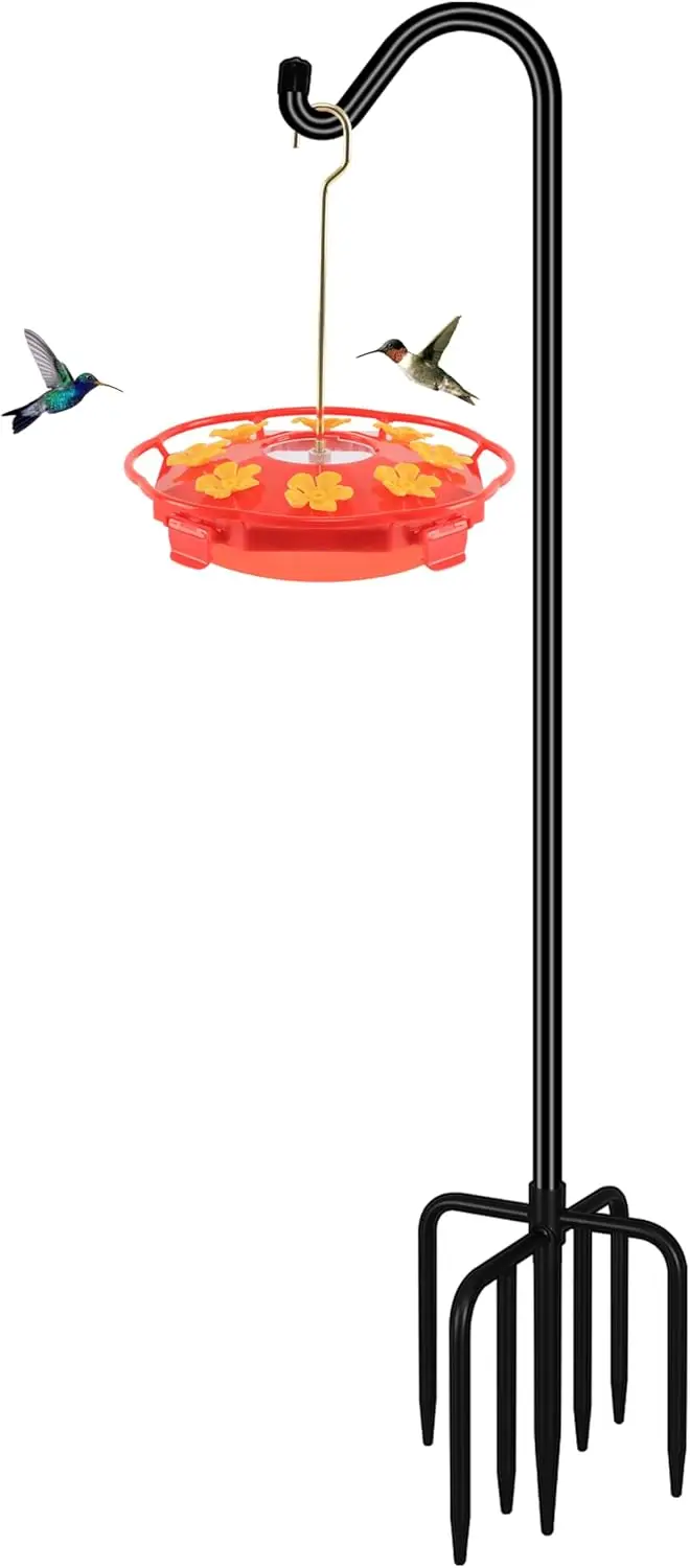 

Adjustable 76'' Bird Feeder Pole, Heavy Duty Shepherds Hook with 7-Prong Base for Outdoor Garden, Hanging Hummingbird Feeder, Lanterns, Plants, Wedding Decor (1 Pack)