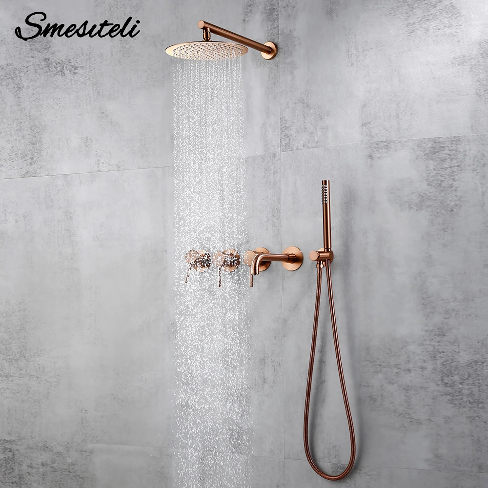 Shower System Bathtub Faucet Set Bath Mixer Tap Bathroom Rainfall Headshower Hot And Cold Kit With Brass Handshower Smesiteli