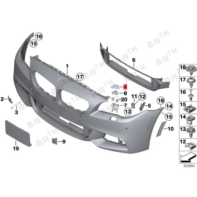 5F1 052 8iN 535 F10 530 dN5 75F 105 35i Front of M decorative panel The flip cover has been primed Vehicle body equipment