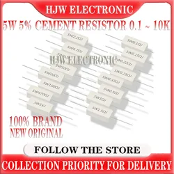 10pcs 5W 5% Cement Resistor Power Resistance 0.1 ~ 10K 0.1R 0.5R 1R 10R 100R 0.22 0.33 0.5 1 2 5 8 10 15 20 25 30 100 1K 10K ohm