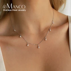 eManco Stainless Steel Simulated Pearl Pendant Necklace Clasp Chain Fine Chain Party Gift