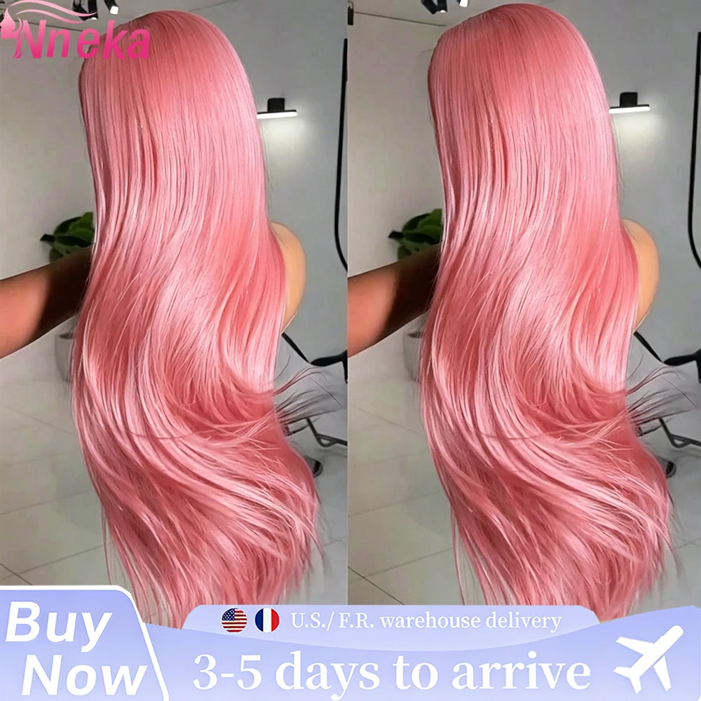 

36 Inch Pink Straight Human Hair Wigs 13X6 13x4 Hd Lace Frontal Wig Human Hair 200% Density Pre Plucked Brazilian Wigs For Women