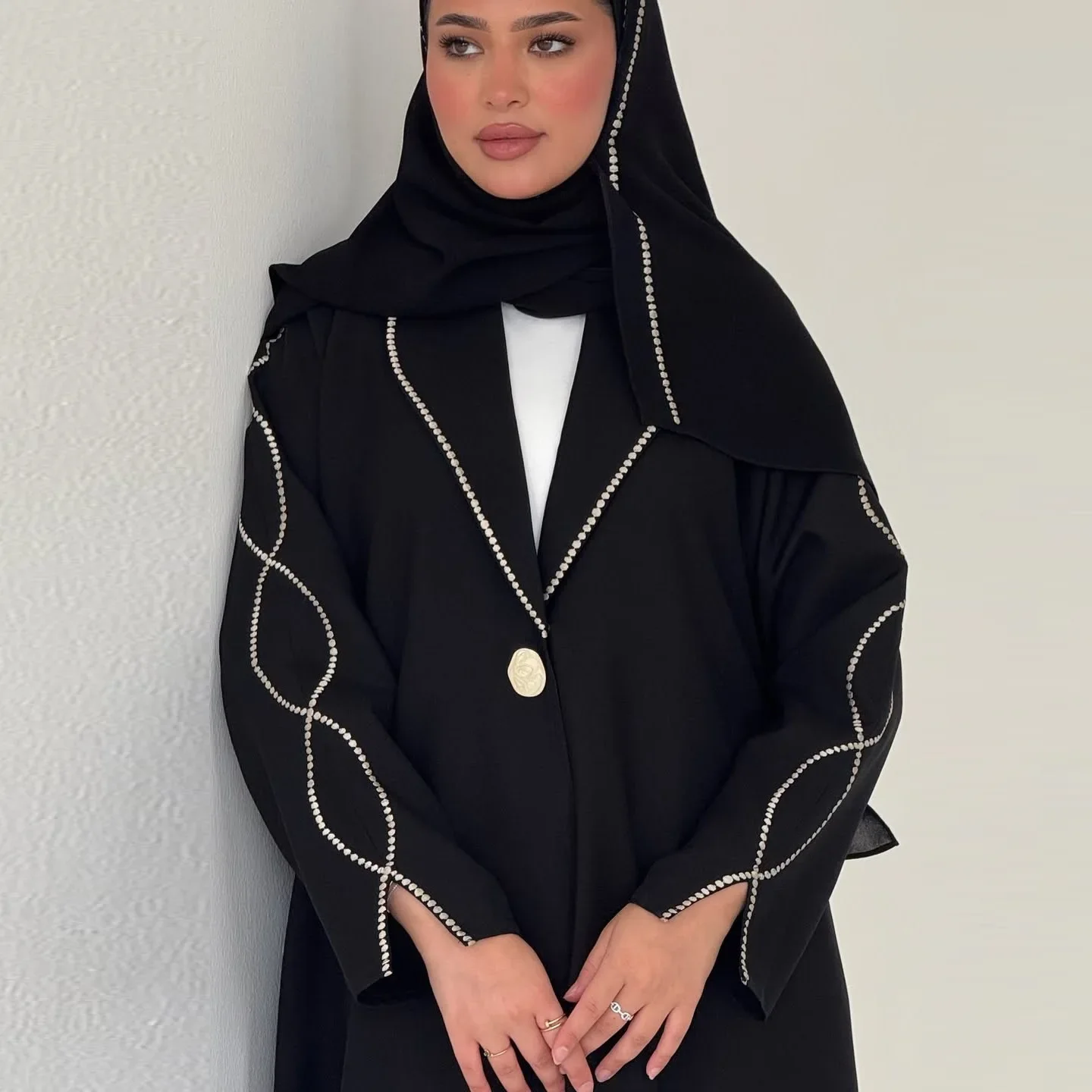 

Modest Muslim Hijab Dress Set Women Ramadan Dubai Open Abaya Kimono Cardigan Islam Clothing Jalabiya Caftan Marocain Femme Robe