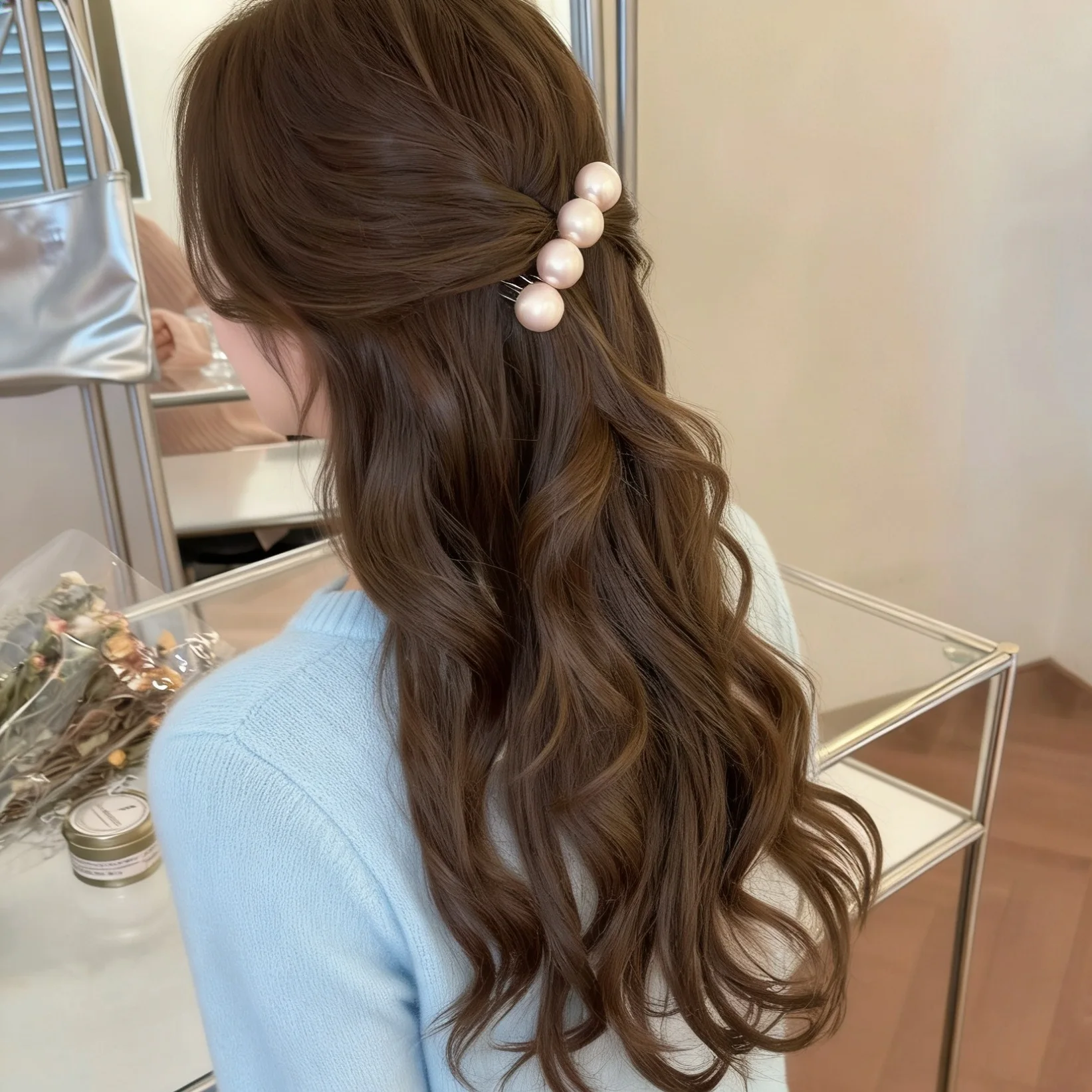 

1pc Vintage Pearl Hair Comb French Elegant Back of Head Updo Clip for Women Flyaway Hair Styling Tool Chic Daily Hair Accessory