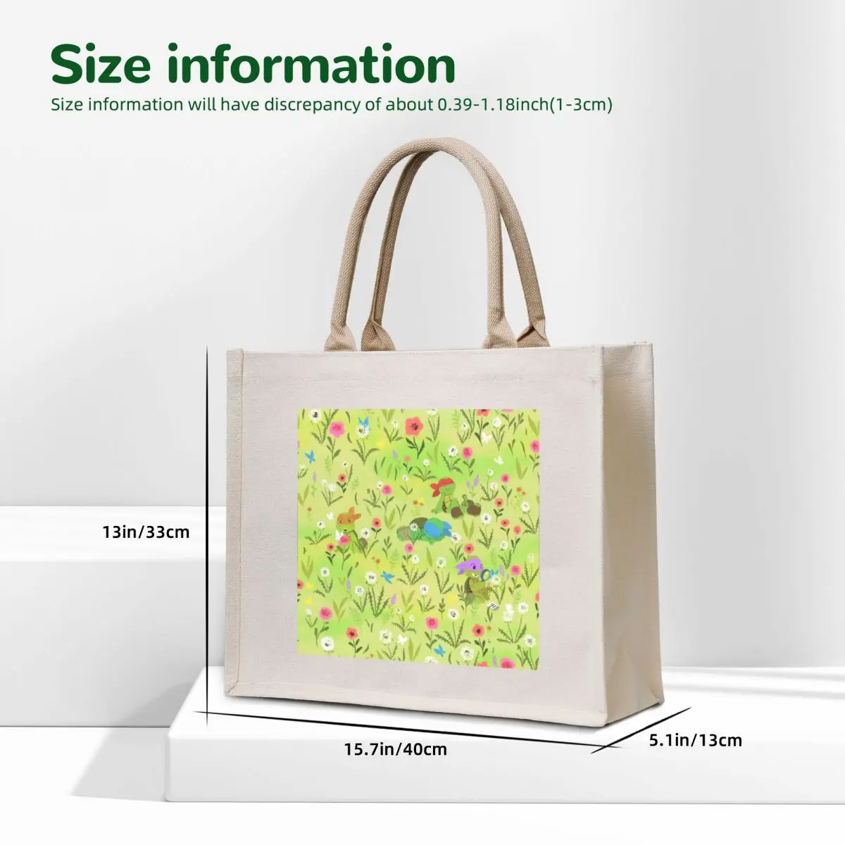 Flowers and Turtles Tote Bag bags for women tote bag canvas Portable shopping bag Handbags