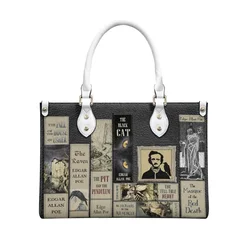 Leather Handbags for Literary Enthusiasts Edgar Allan Poe Cross for Female Eastern Star Lady Casual Totes Bag Bolsas Femininas