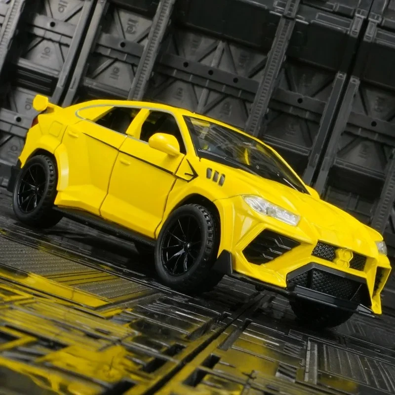 Para modelo de coche de aleación Lamborghini urus 1:32, adorno con sonido y luz, puerta de juguete de rebote de metal y maletero del capó del motor se puede abrir
