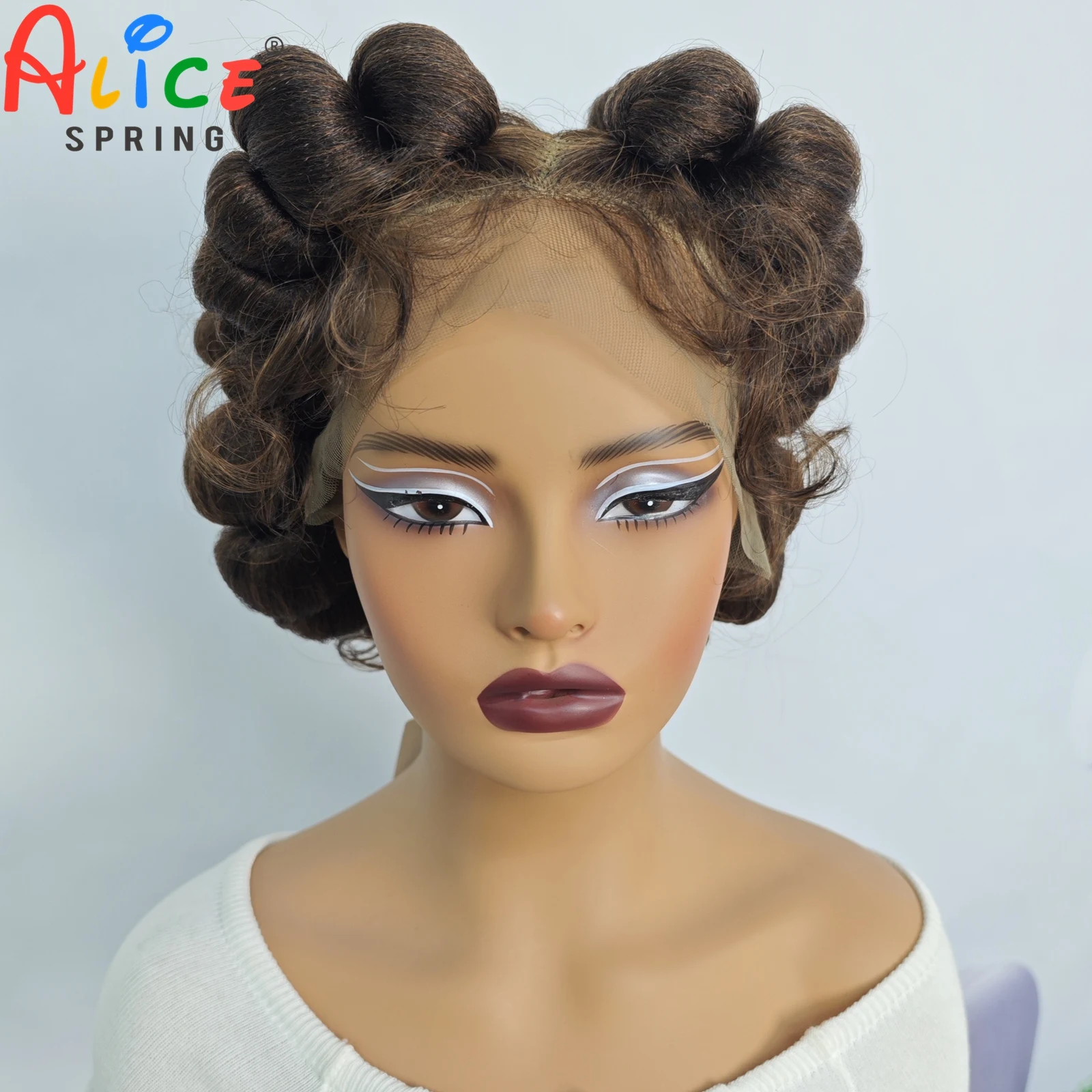 Handmade Short Cute Bantu Synthetic Braided Lace Wigs For Black Women Transparent Full Lace Braided Wigs Knotless Braids Wigs