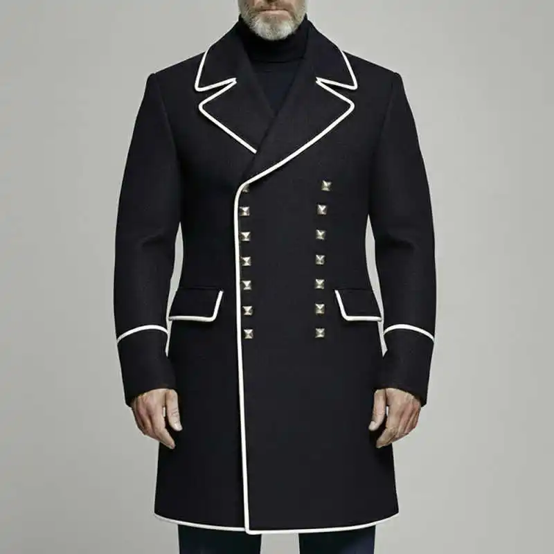 Fashion Splice Men's Overcoat 1 Piece Jacket Double-Breasted Peaked Lapel Formal Occasion Evening Dinner Customized
