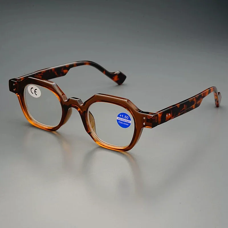 Neue modische polygonale Lesebrille, Retro-Rahmen, blau blockierend, winddicht, leicht, Outdoor-Brille für Damen und Herren – Detail 7