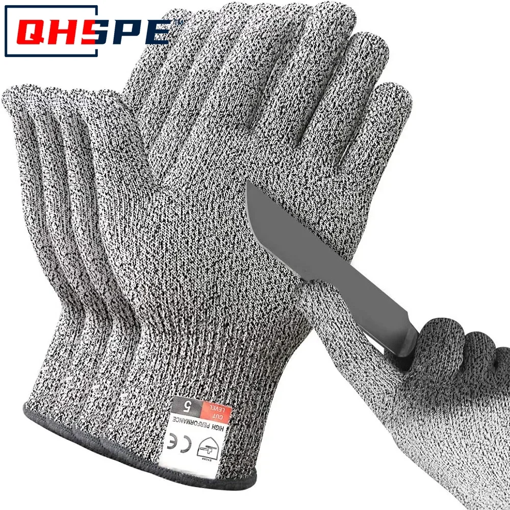 Grade 5 cutting resistant gloves, kitchen HPPE scratch resistant glass cutting safety protection, gardener protection work