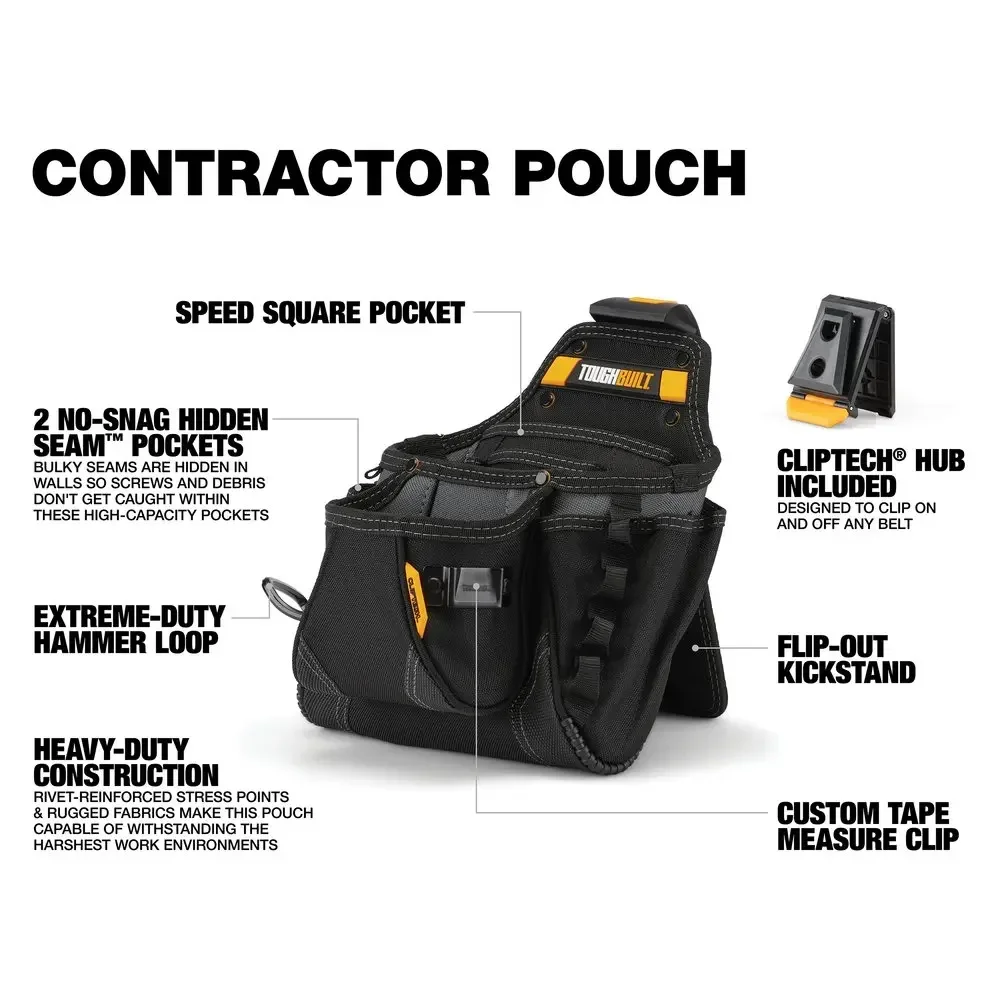 Imagem -02 - Toughbuilt Tb-ct01 Bolsa para Empreiteiro Grande Pendurar Bolsa de Ferramentas Multifuncional Kit de Ferramentas de Grande Capacidade Acessórios para Bolsa Resistente