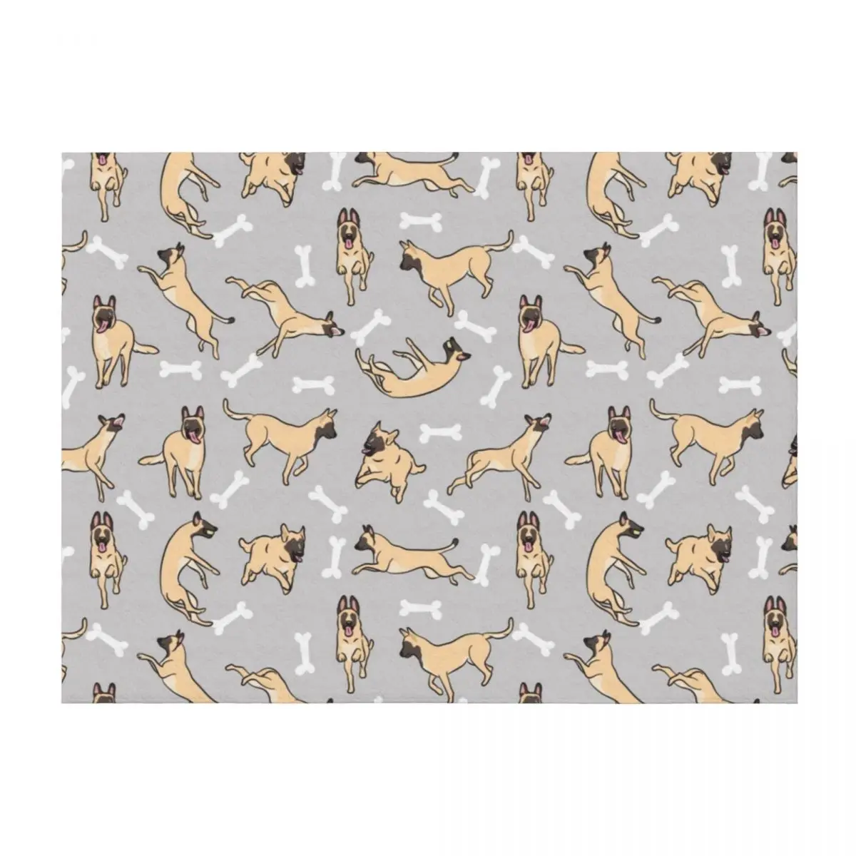 

Playing Cream Belgian Malinois - Gray Background Throw Blanket For Baby Multi-Purpose Soft Beds Sofa Quilt Blankets