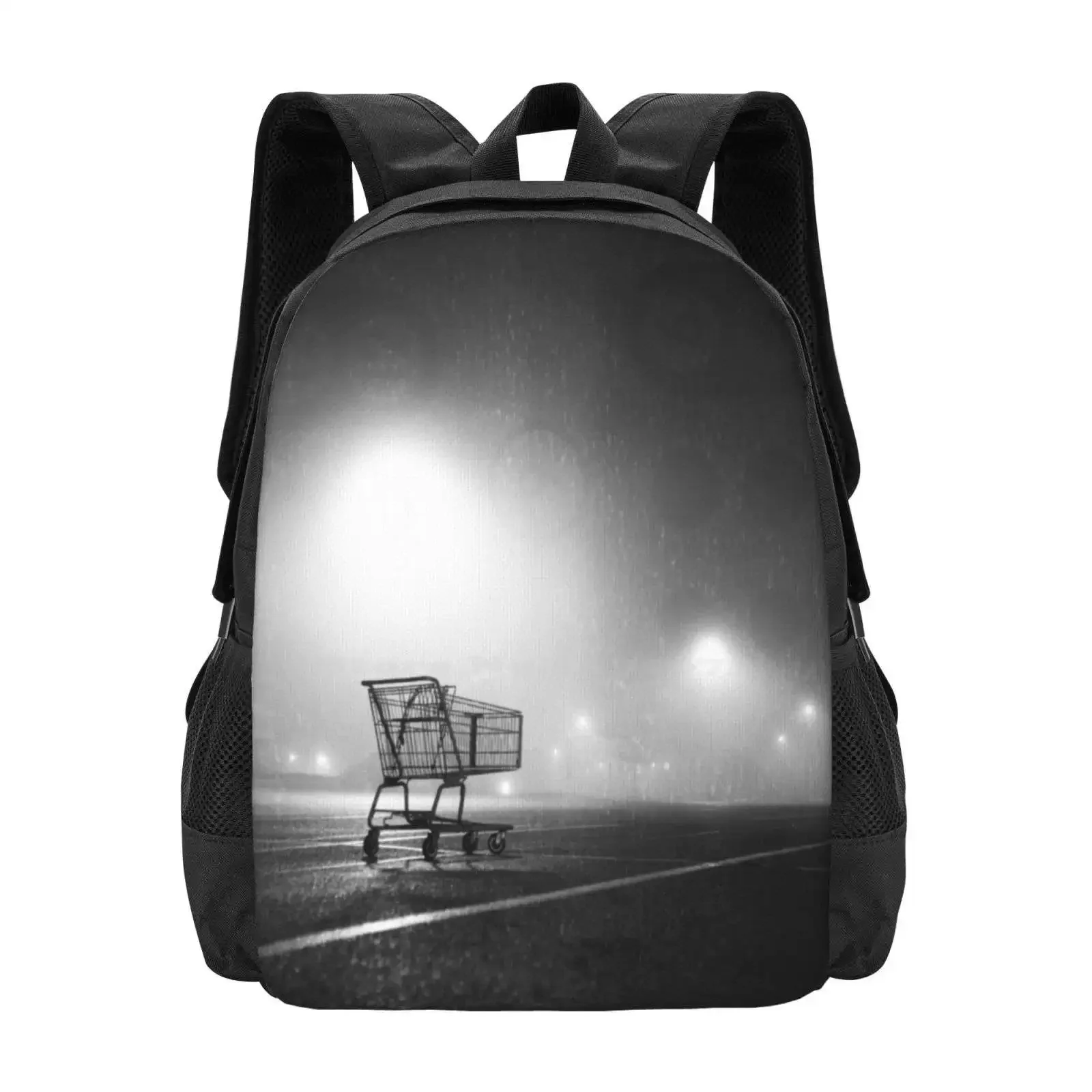

Shopping Cart Hot Sale Schoolbag Backpack Fashion Bags Film Shopping Cart Lonely Alone Indie Arty Light Foggy Rainy Atmosphere
