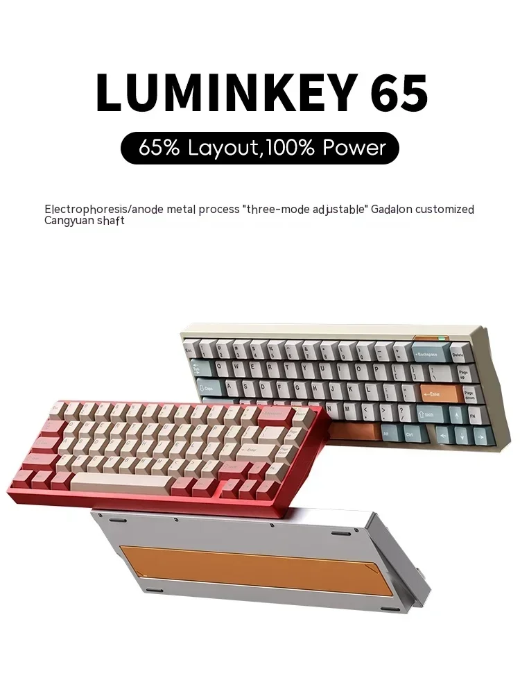 Luminkey 65 Mechanical Keyboard Wireless 3mode Aluminium Alloy Ergonomics Hot Swap 4400mah Long Range Customized Gaming Keyboard