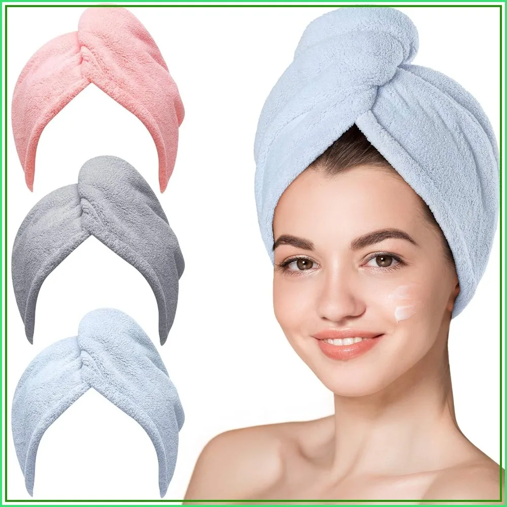 Microfiber Hair Towel Wrap, Fast Drying for Women, Lightweight Quick Dry Turban for Curly & Long Hair–3 Pack