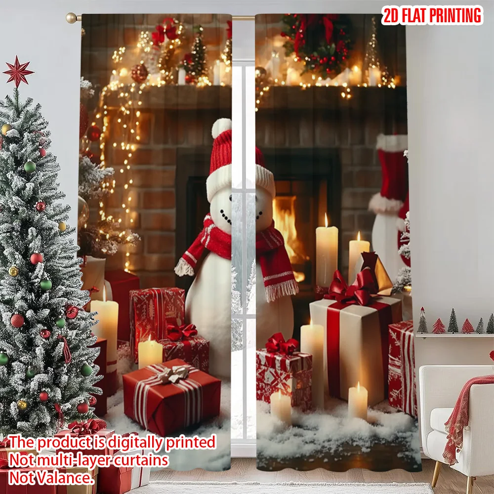 

2pcs 2D flat printing Christmas Drapes Snowman Gift Machine Washable Fabric Without Electricity Birthday Party for Decorations