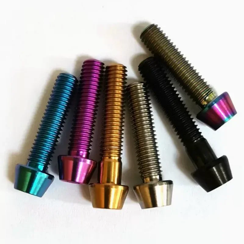 

1pc Titanium Cone Head Hex Socket Screw M5 M6*10/12/15/20/25/30 Inner Allen Key Taper Head Bolt Screw for Bicycle Stem Seatpost