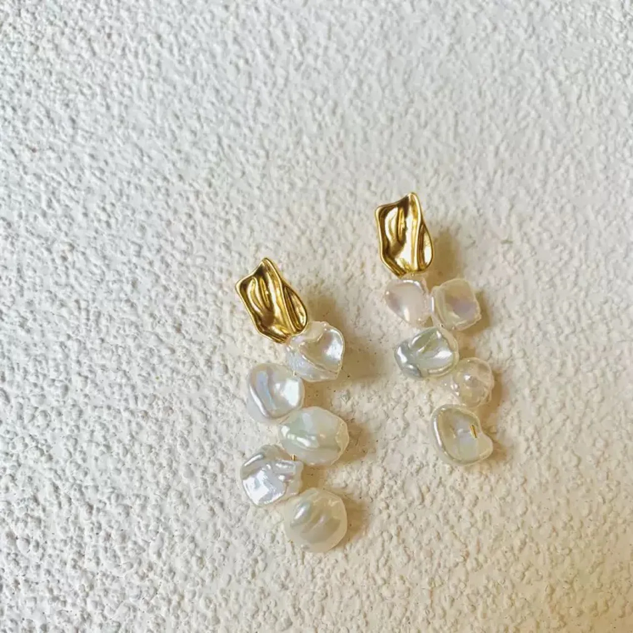 Brass Natural Floral Baroque Pearl Earrings Women Jewelry Punk Party T Show Gown Runway Korean Japan INS