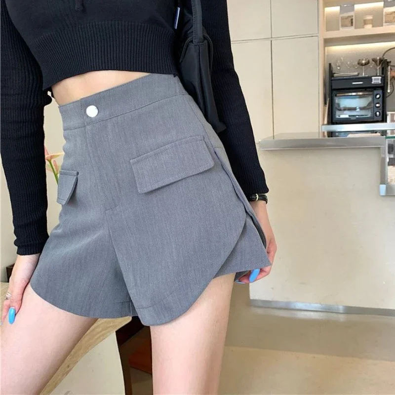 Shorts Women Clothing Summer Casual All-match Office Lady Simple Temper High Waist Hotsweet Wide Leg Personality Mujer Ulzzang