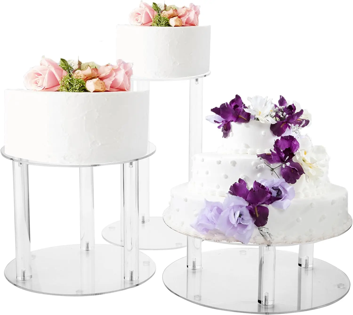 

3-Tier Acrylic Wedding Cake Stand, Dessert Display Platter with Adjustable Tiers for Parties and Home Decor