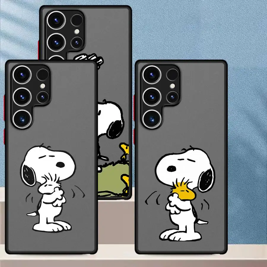 حافظة بحافة سوداء لهاتف سامسونج جالاكسي S23 الترا S24 FE S10 S20 S22 Plus S25 Edge S9 S21 جرو كرتوني لطيف #2