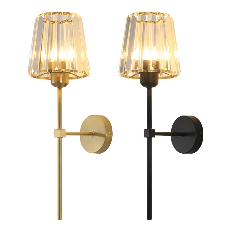Creative crystal glass electroplated iron wall lamp bedroom corridor light luxury high-end Living room wall Sconce wall Light