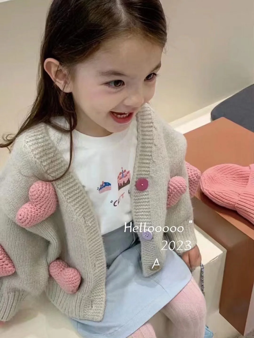 Knit Kids Sweaters Cardigan For Girl Autumn Winter 2023 Girls Cardigan Jacket Coat Cotton Korean Children Jumpers Girl Outerwear