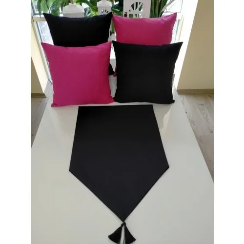 Rose Queen Black Runner and Fuchsia-Black Color 4 Pcs Pillow decorate Case