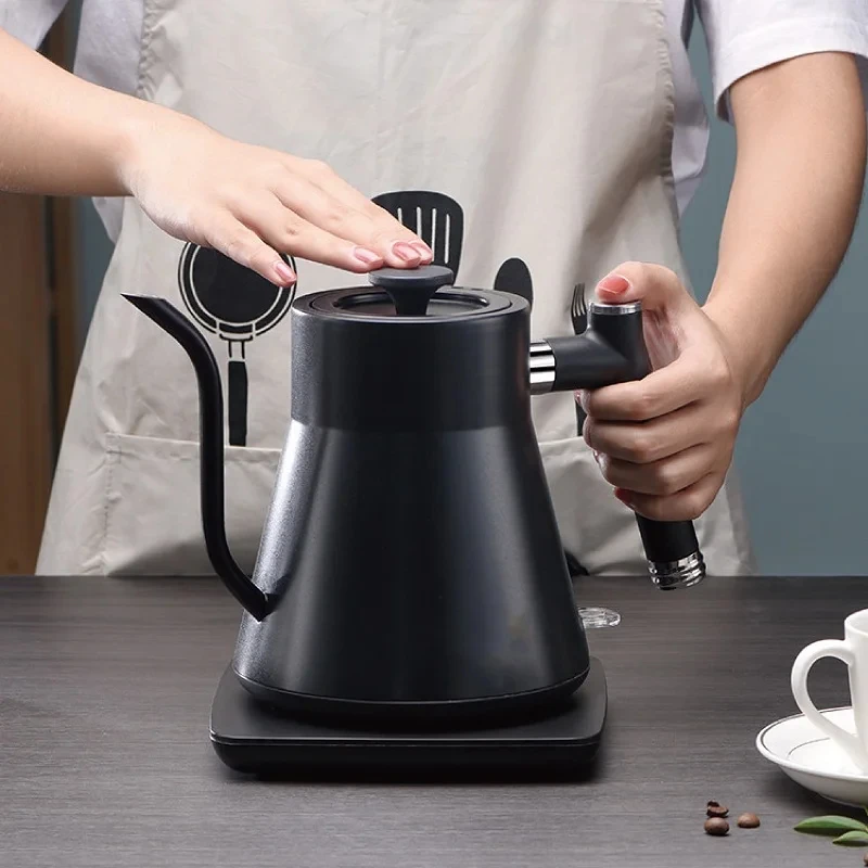 800ml Hand Brewing Electric Kettle Slim Mouth Gooseneck Coffee Pot Thermo Pot Rapid Heating Teapot Heating Water Bottle 1000W