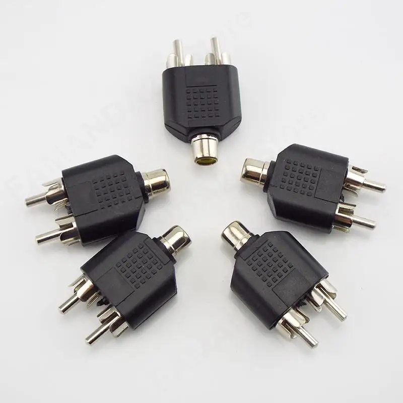 2 Rca Y Splitter Connector Av Audio Video Plug Converter Kabel Mannelijke Vrouwelijke Stekker 2 In 1 Adapter M20