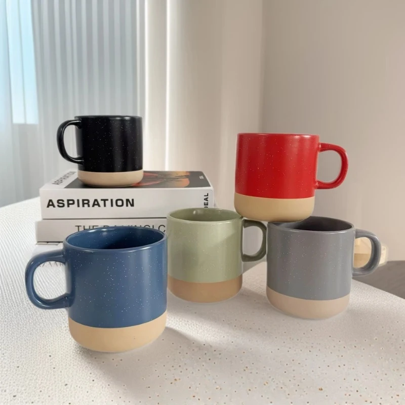 Custom Vintage Starry Speckled Two-Tone Macaron Ceramic Mugs, Large Capacity Tumbler