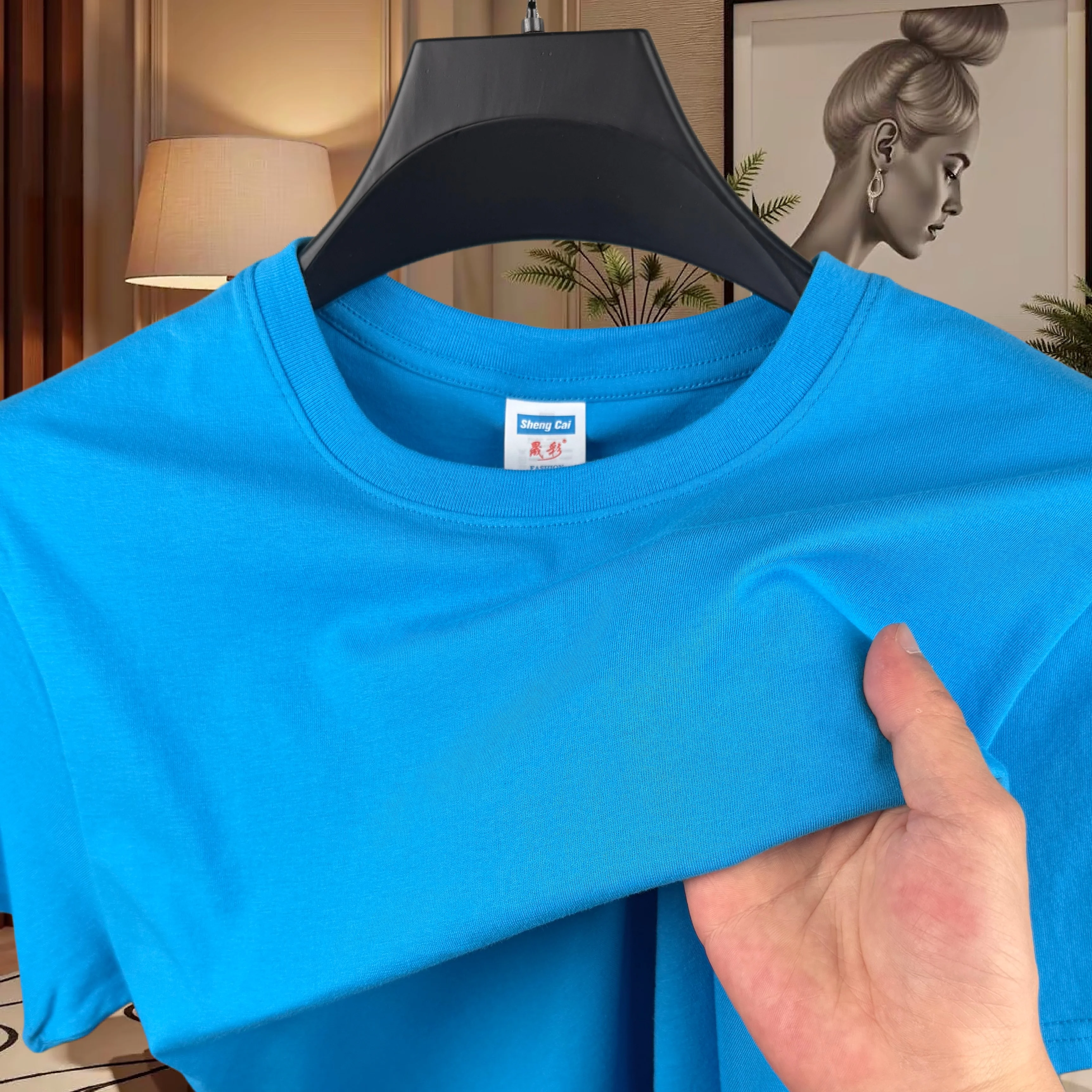 100% pure cotton high-quality brand couple round neck short 